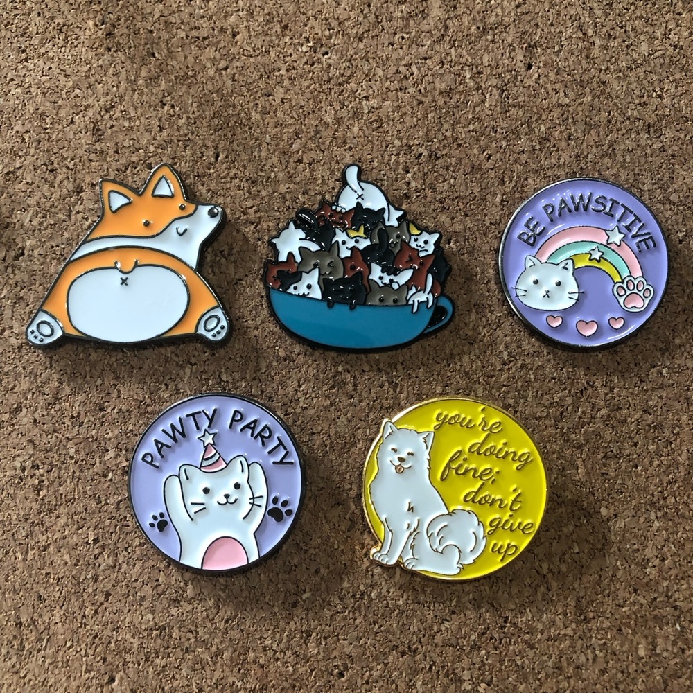 3/$40 Animal quotes enamel pins
